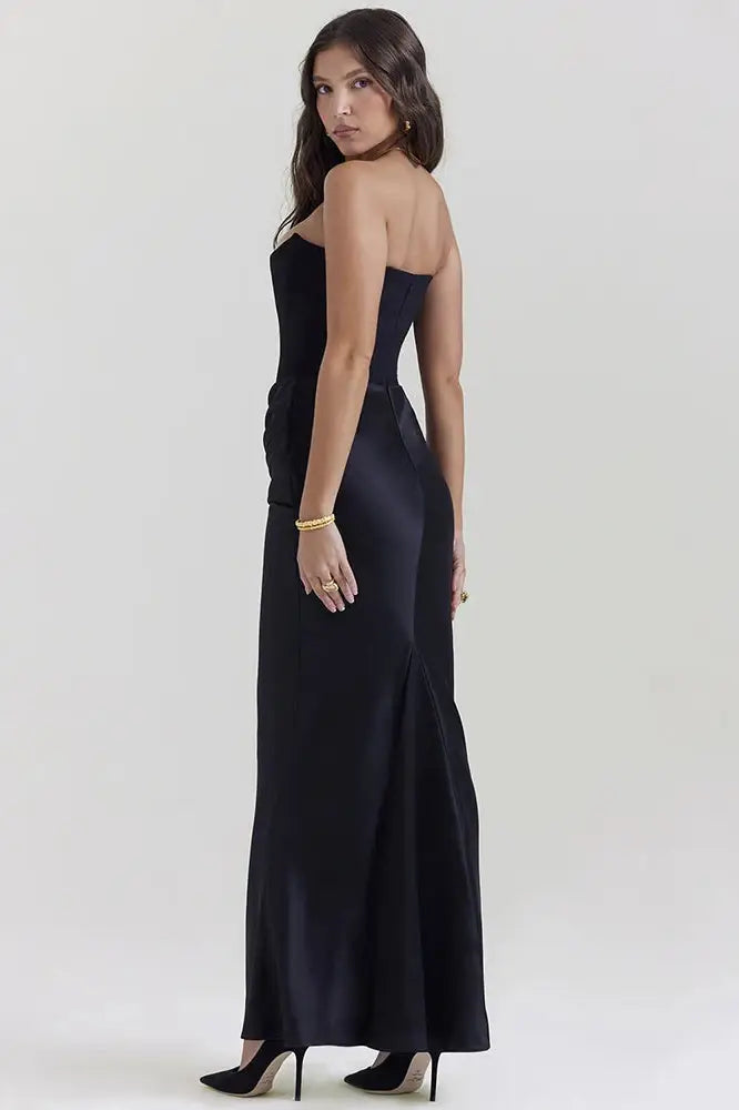 Chic Off-Shoulder Sleeveless Backless Strapless Maxi Dress