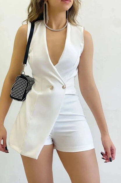 Elegant Deep V-Neck Sleeveless Mini Dress