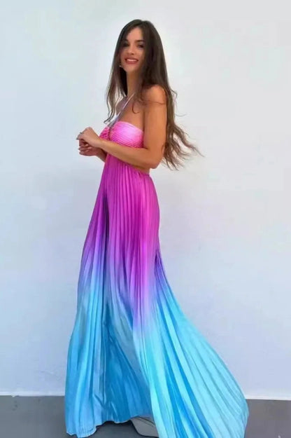 Elegant Strapless Backless Maxi Dress