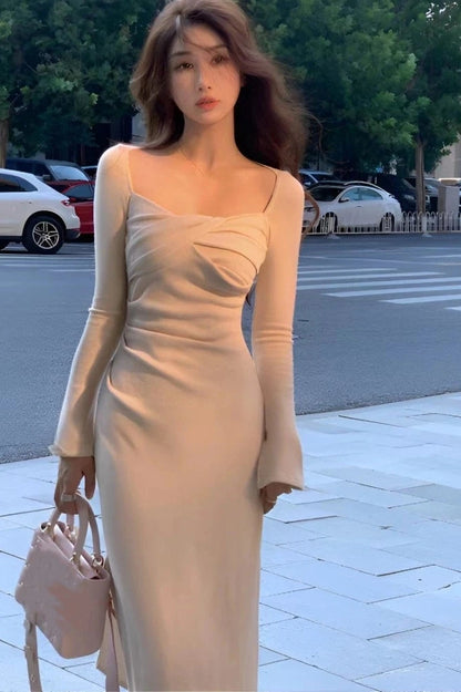 Elegant High Slit Midi Dress