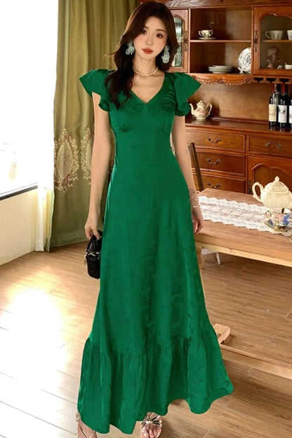 Elegant V-Neck Maxi Dress