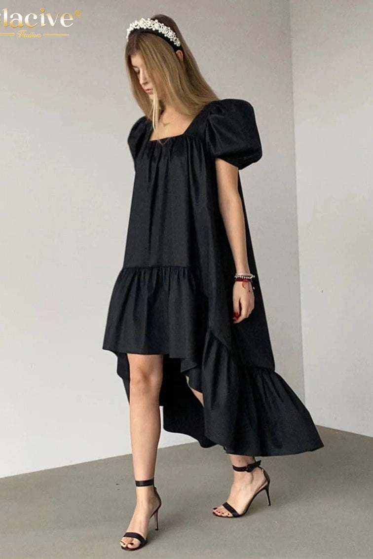 Elegant Short Sleeve Midi Dress