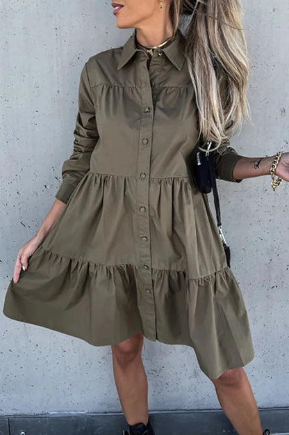 Elegant Long Sleeve Loose Midi Dress