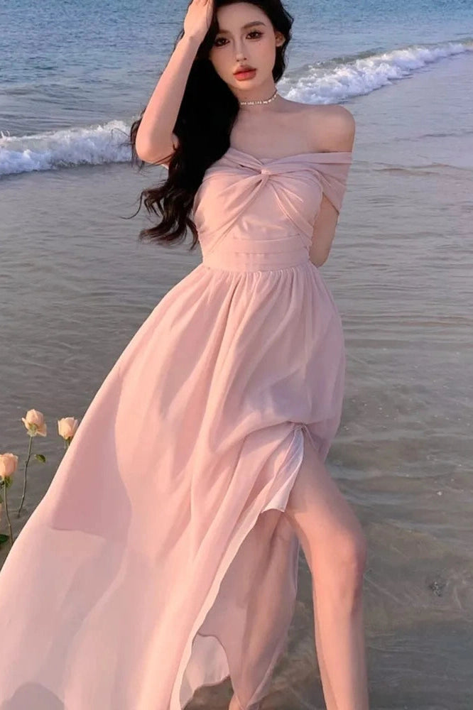 Off Shoulder Slash Neck Maxi Dress