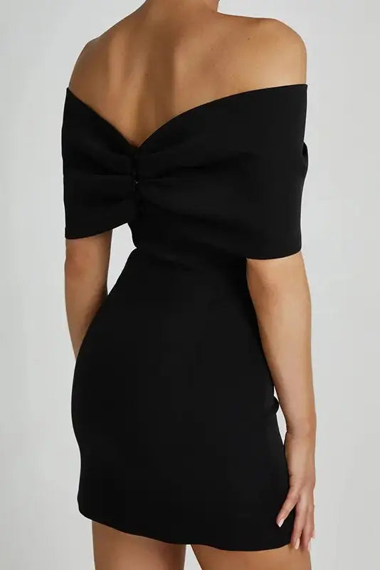 New Elegant Off-Shoulder Bow Backless Mini Dress