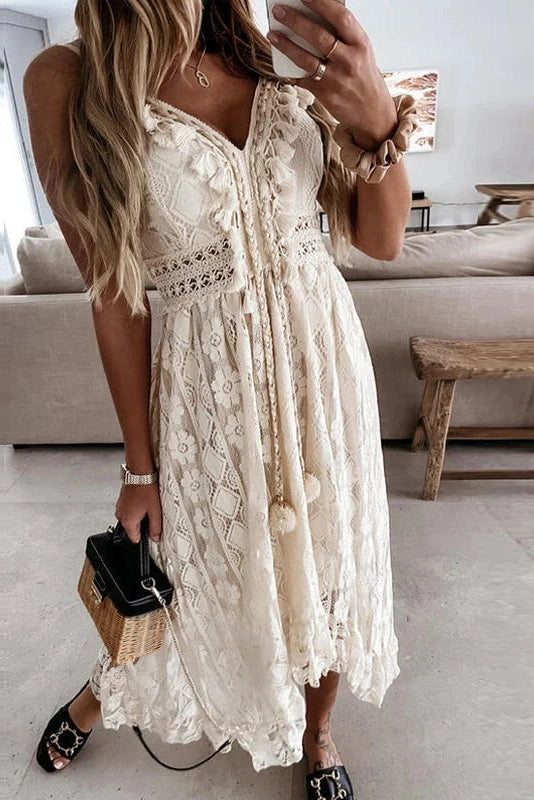 Elegant V-Neck Sleeveless Midi Dress