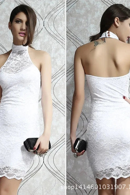 Sleeveless Backless See Through Mini Dress