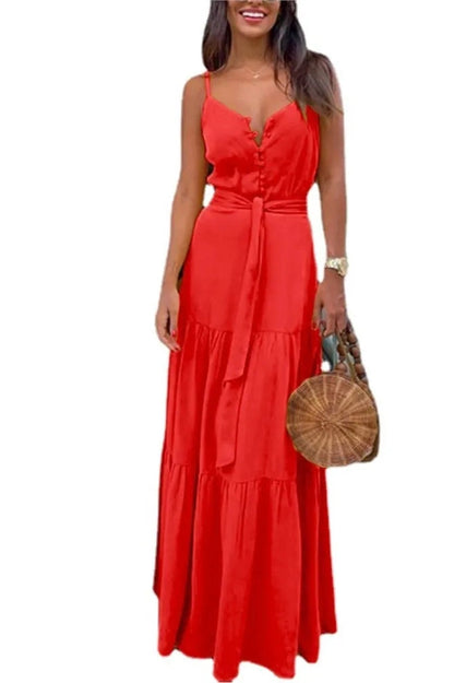 Elegant Sleeveless V-Neck Maxi Dress