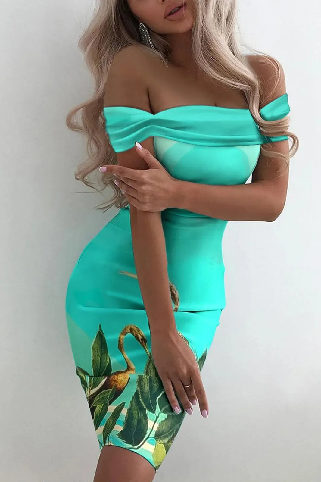 Sleeveless Slash Neck Hip Wrap Short Dress