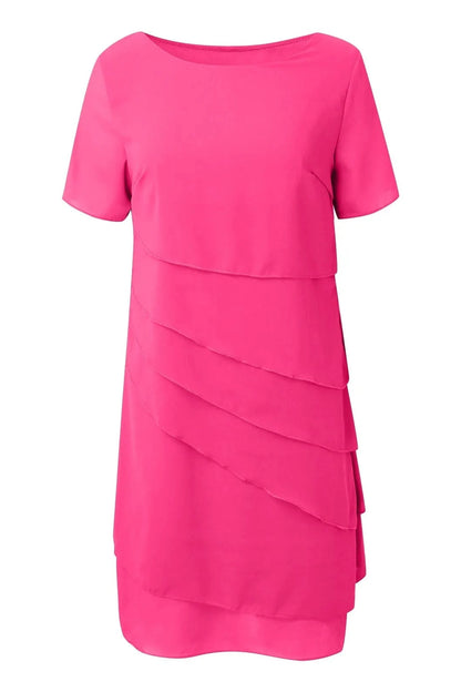 Round Neck Short-Sleeved Midi Dress