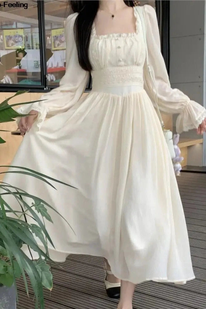 Elegant Long Sleeve Midi Dress