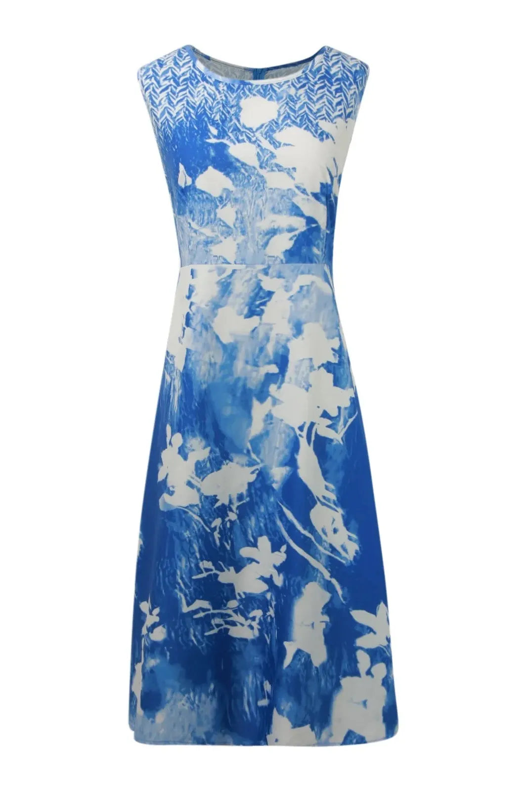 Half Sleeve Print Sleeveless Midi Dress