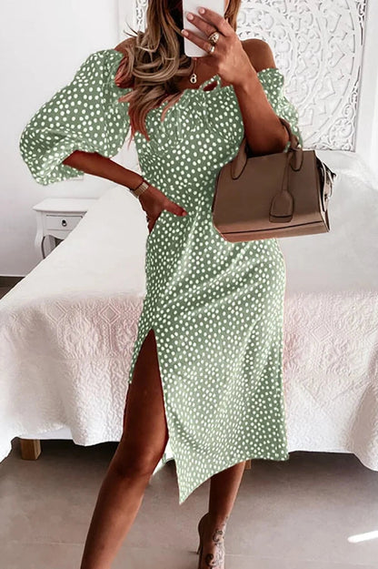 Elegant Printed Half Sleeves Midi Dress