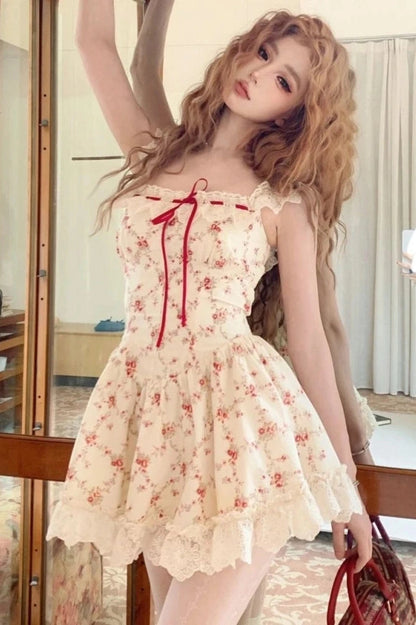 Floral Print Spaghetti Strap Mini Dress