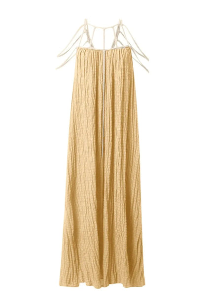 Tie Waist Hanging Neck Maxi Dress