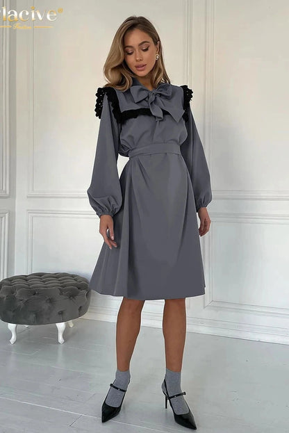 Elegant Long Sleeve Midi Dress