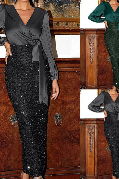 Elegant Sequin Sparkly Maxi Dress