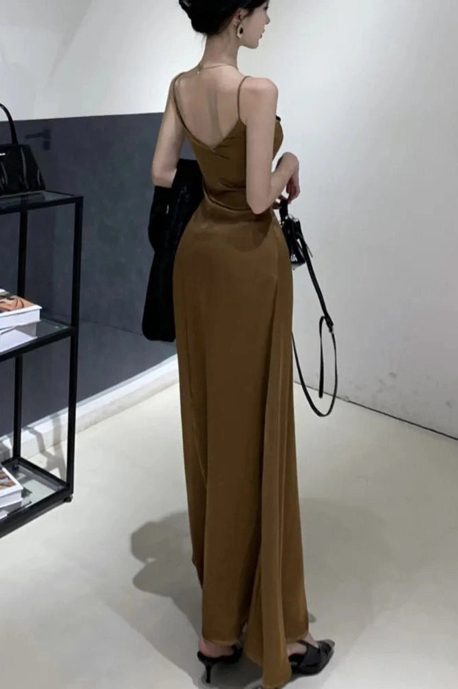 Spaghetti Strap Backless Maxi Dress