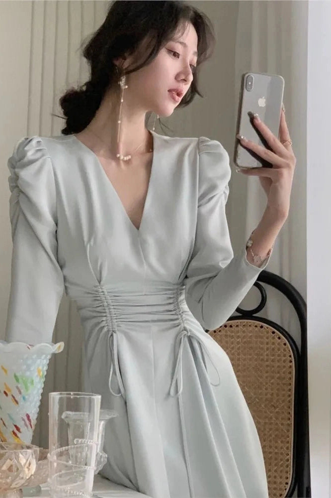 Elegant Long Sleeve Midi Dress