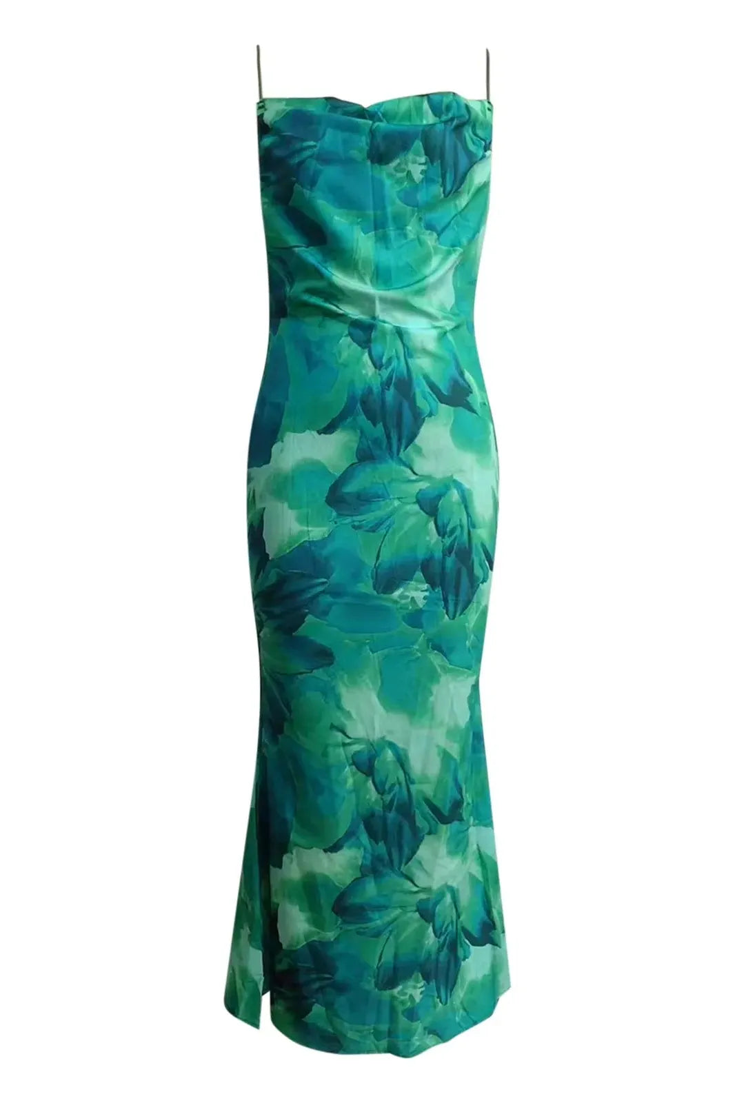 Floral Elastic Shoulder Straps Maxi Dress