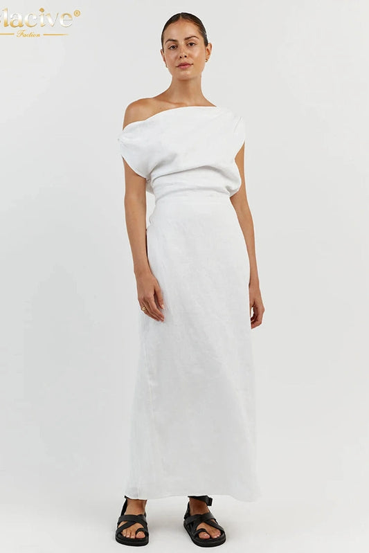 Cotton Sleeveless Backless Maxi Dress