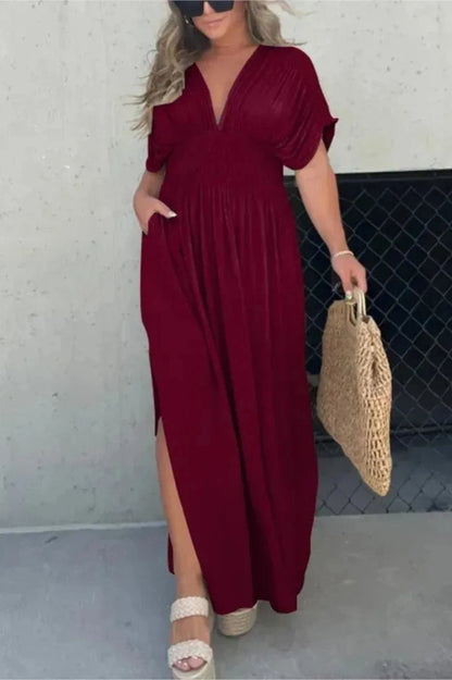 Elegant V-Neck Backless Maxi Dress