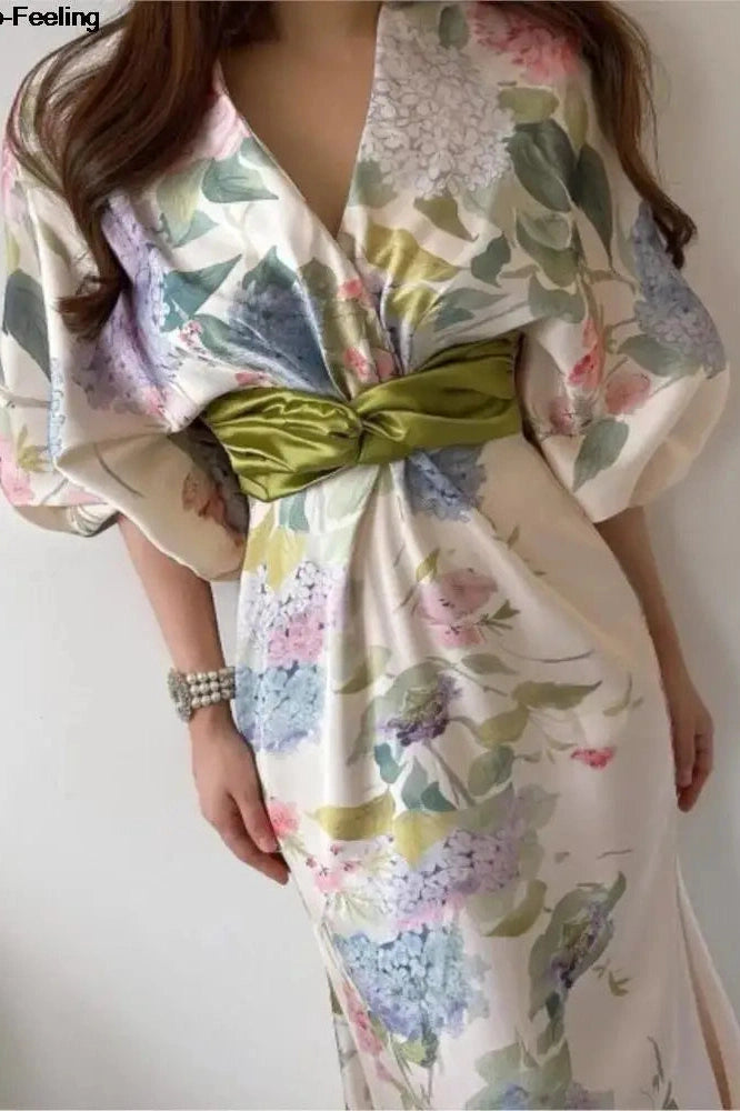 Elegant Floral Print Maxi Dress