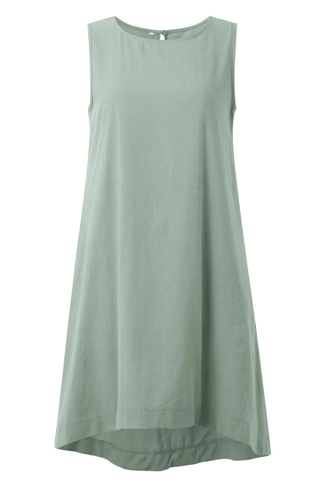 Sleeveless Crew Neck Cotton Midi Dress