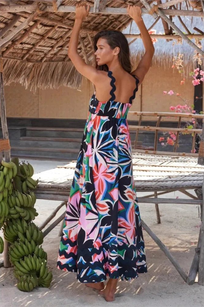 Elegant Sleeveless Print Maxi Dress