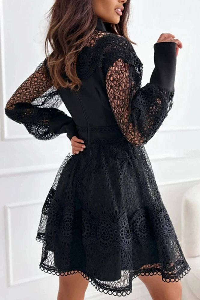 Elegant Puff Long Sleeve Mini Dress