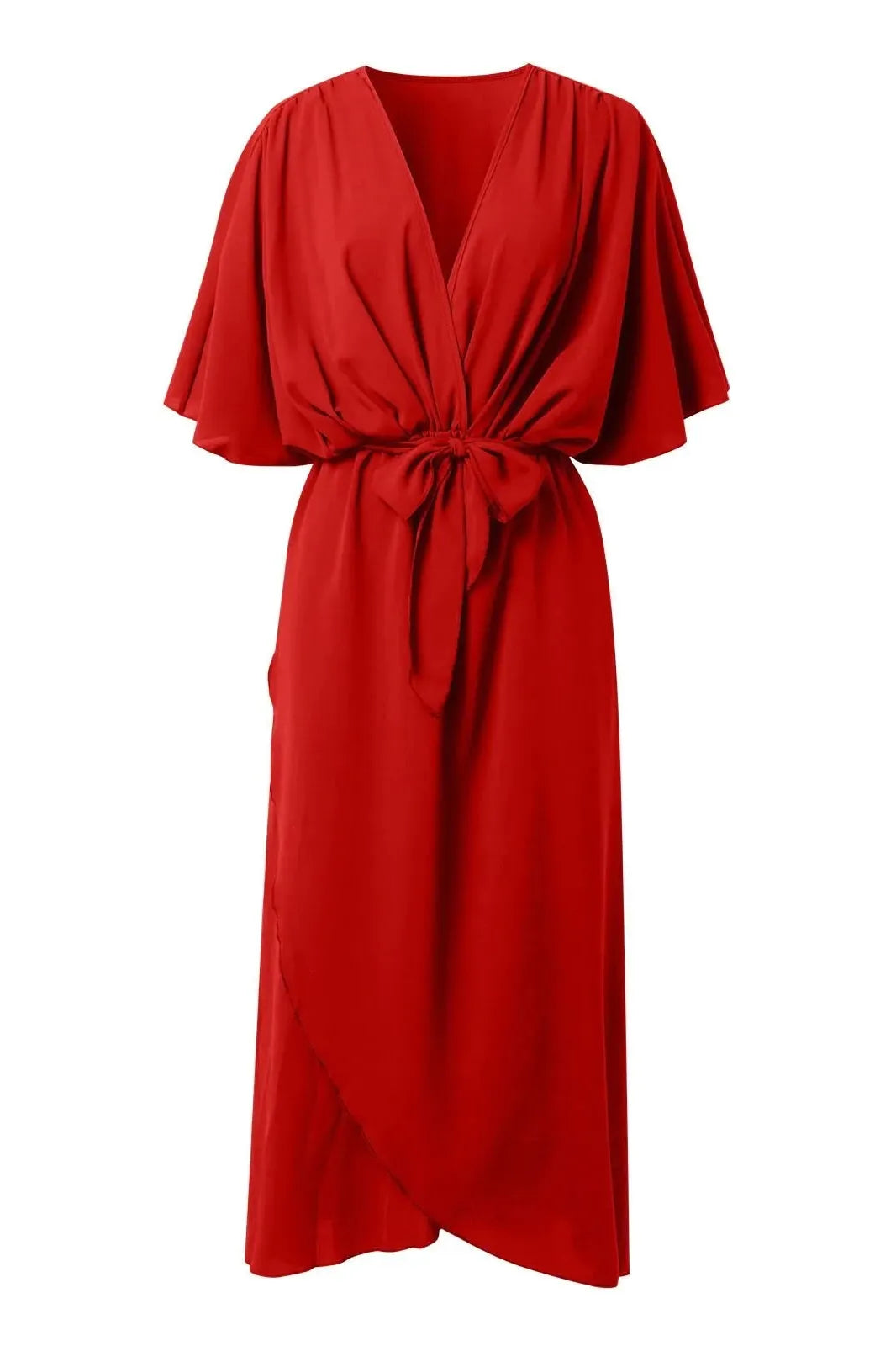 Elegant Wrap V Neck Maxi Dress