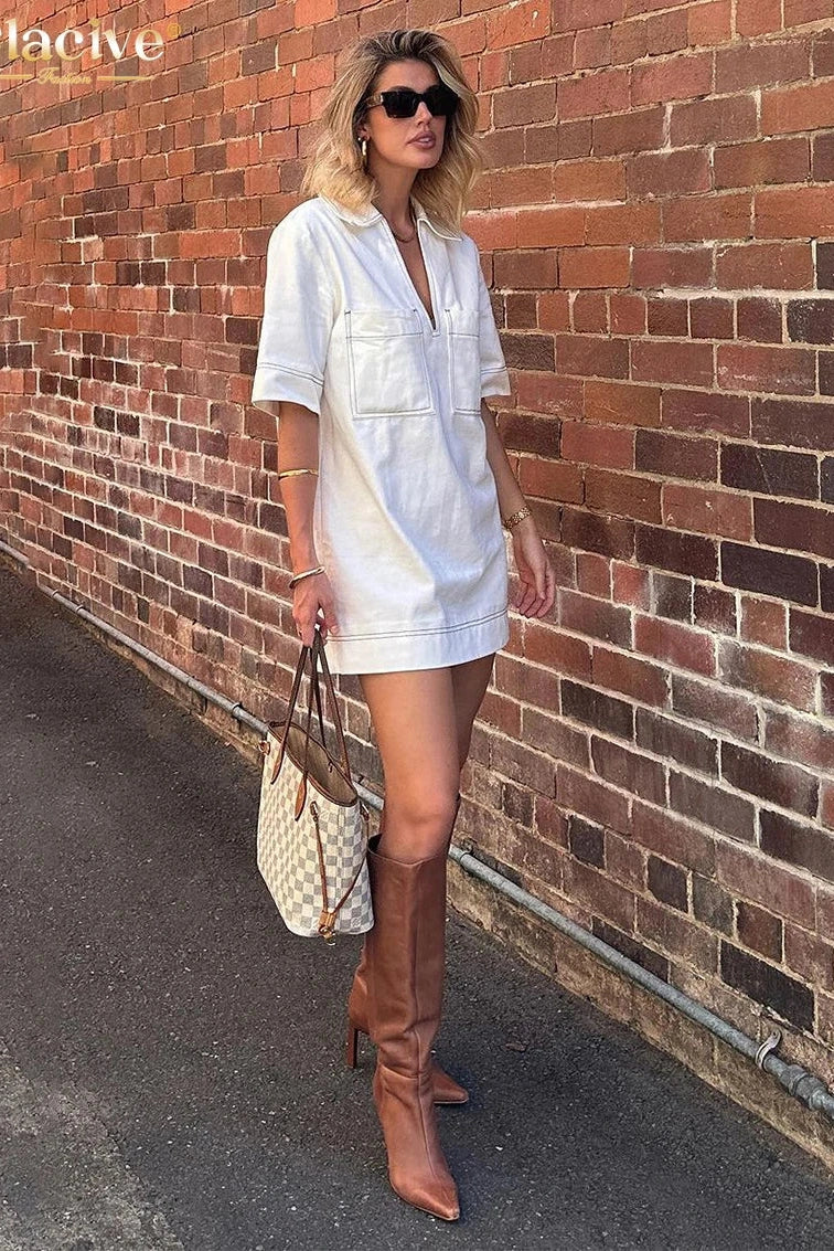 Elegant Short Sleeve Mini Dress