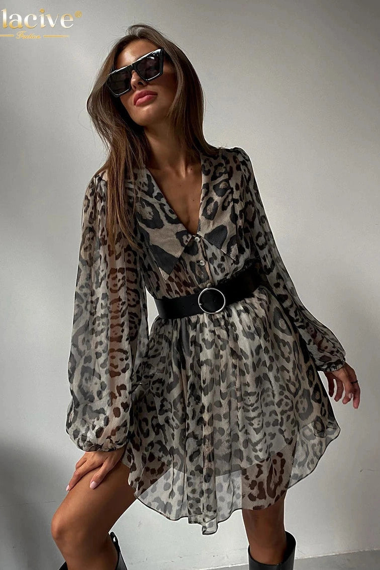 Elegant Printed Puff Sleeve Mini Dress