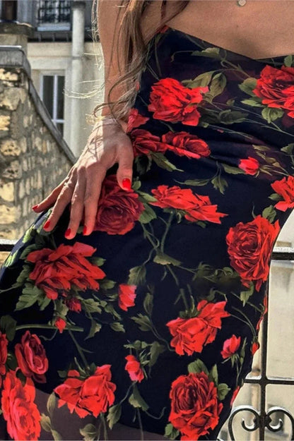 Floral Print Spaghetti Strap Maxi Dress