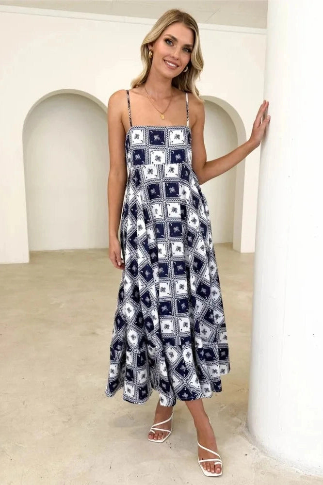 Elegant Printed A-Line Maxi Dress