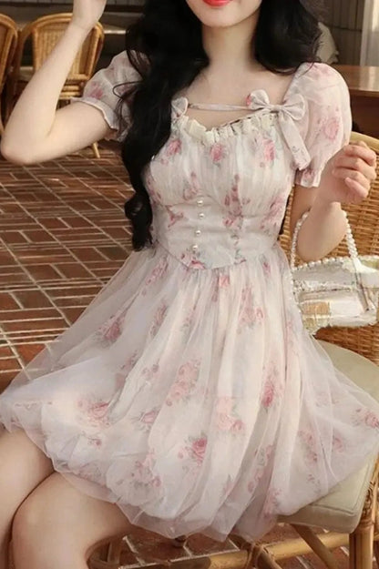 Elegant High Waist A-Line Mini Dress