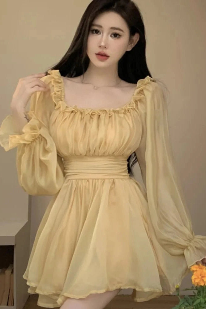 Off Shoulder Ruffles A-Line Mini Dress