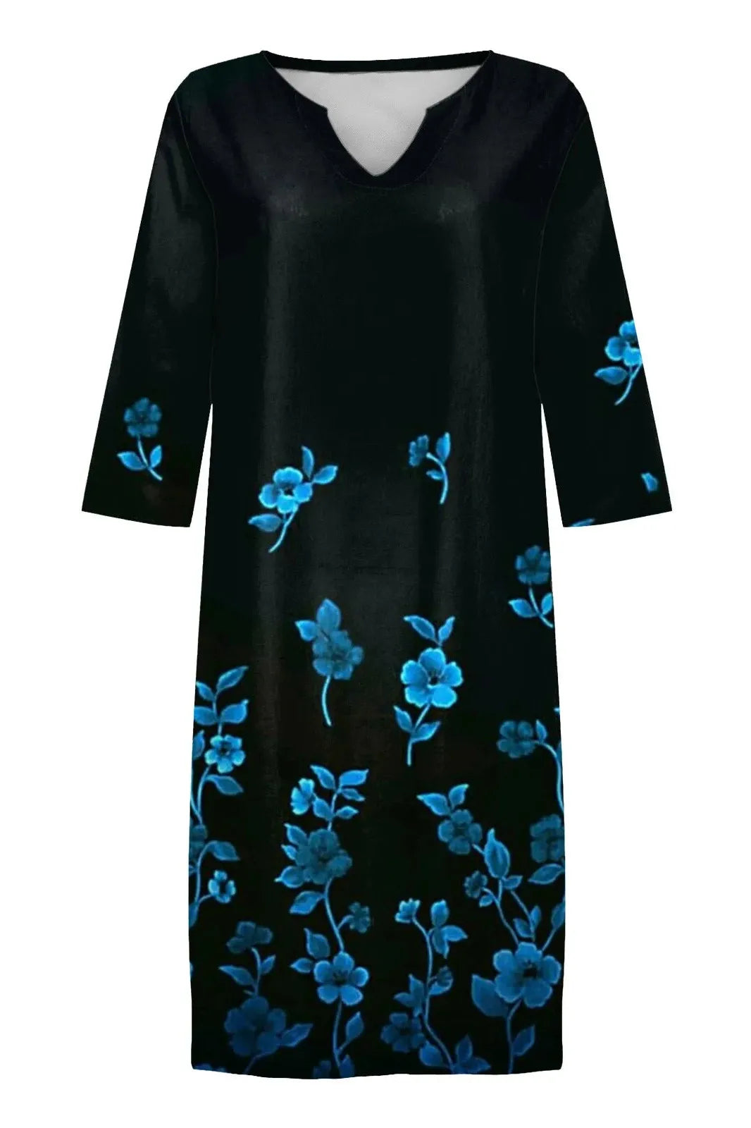 Elegant Printed V-Neck Midi Dress