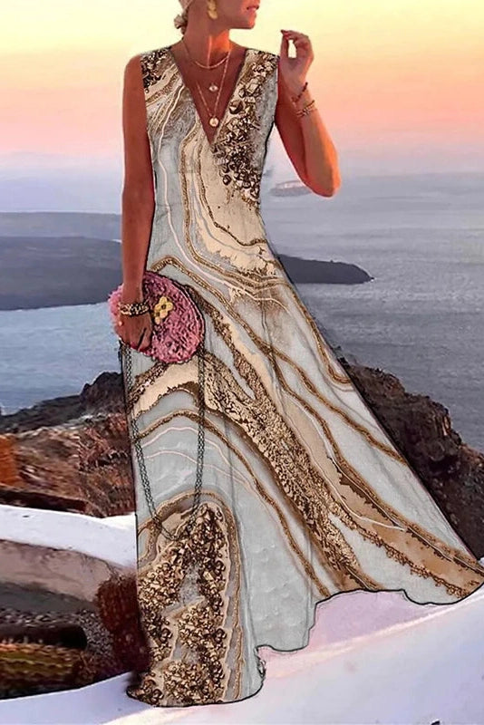 Elegant Sleeveless V-Neck Maxi Dress