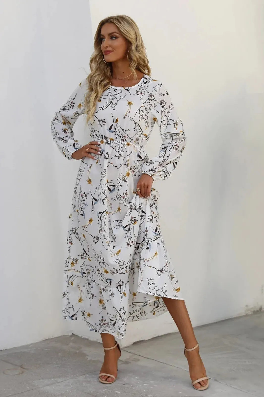 Floral Printed Ruffle Maxi Dress