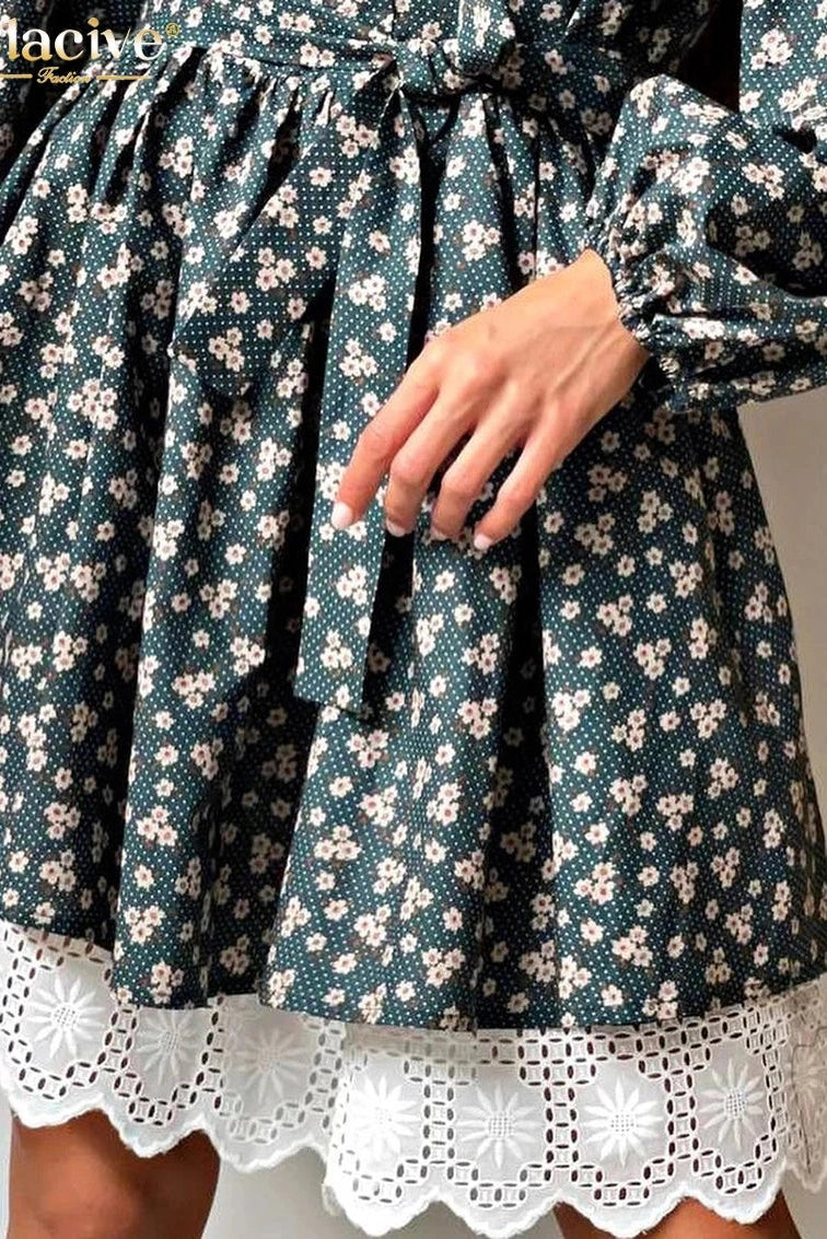 Print Puff Sleeve Mini Dress