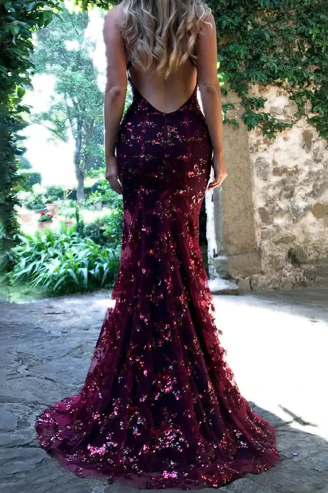 Backless Sequin Maxi Dress