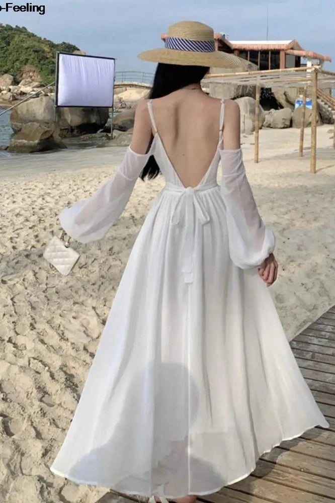 Off-Shoulder Backless  Maxi Dress