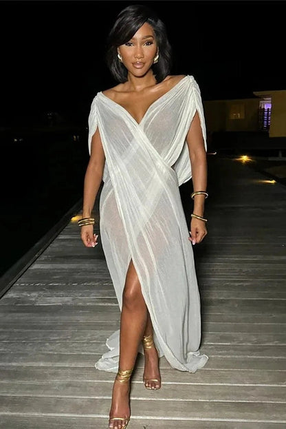 Elegant See-Through Irregular Cover-Up Dress