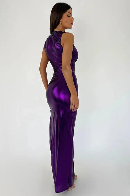 O-Neck Sleeveless Thigh-High Split Maxi Dress