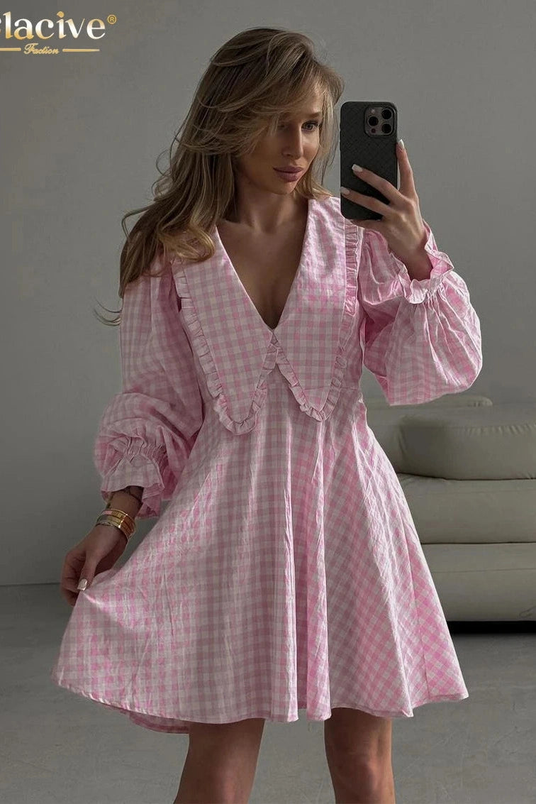 Cotton Long Sleeve Mini Dress