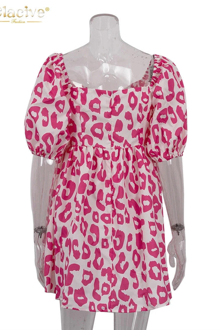 Print Short Sleeve Mini Dress