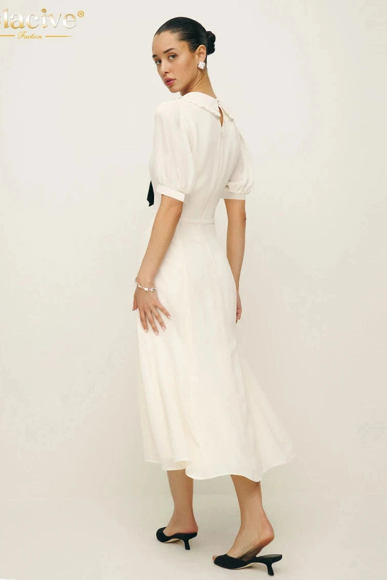 Elegant Short Sleeve Midi Dress