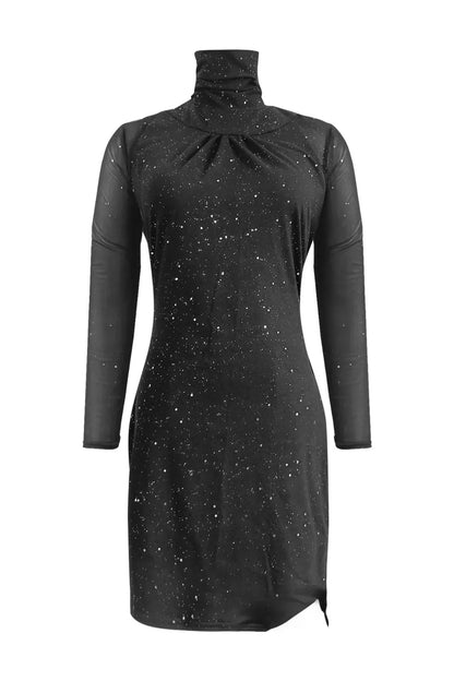 Sequined High Neck Bodycon Mini Dress