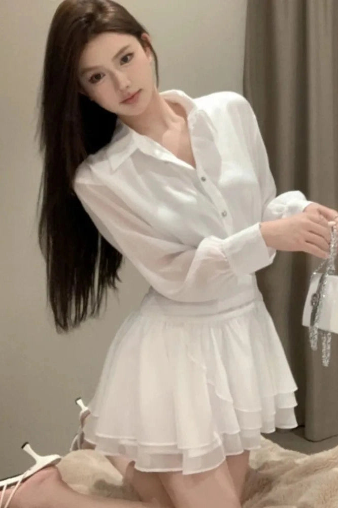 High Waist Long Sleeve Mini Dress